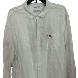 Tommy Bahama - 100% Linen - White Long Sleeve Button Down - Like New - 3XL